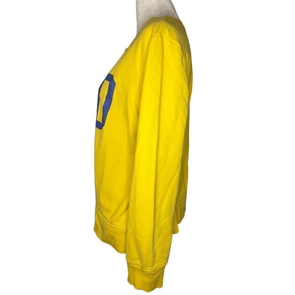 GAP Women’s Medium Crewneck Pullover Sweatshirt Yellow Large Logo - Picture 3 of 6